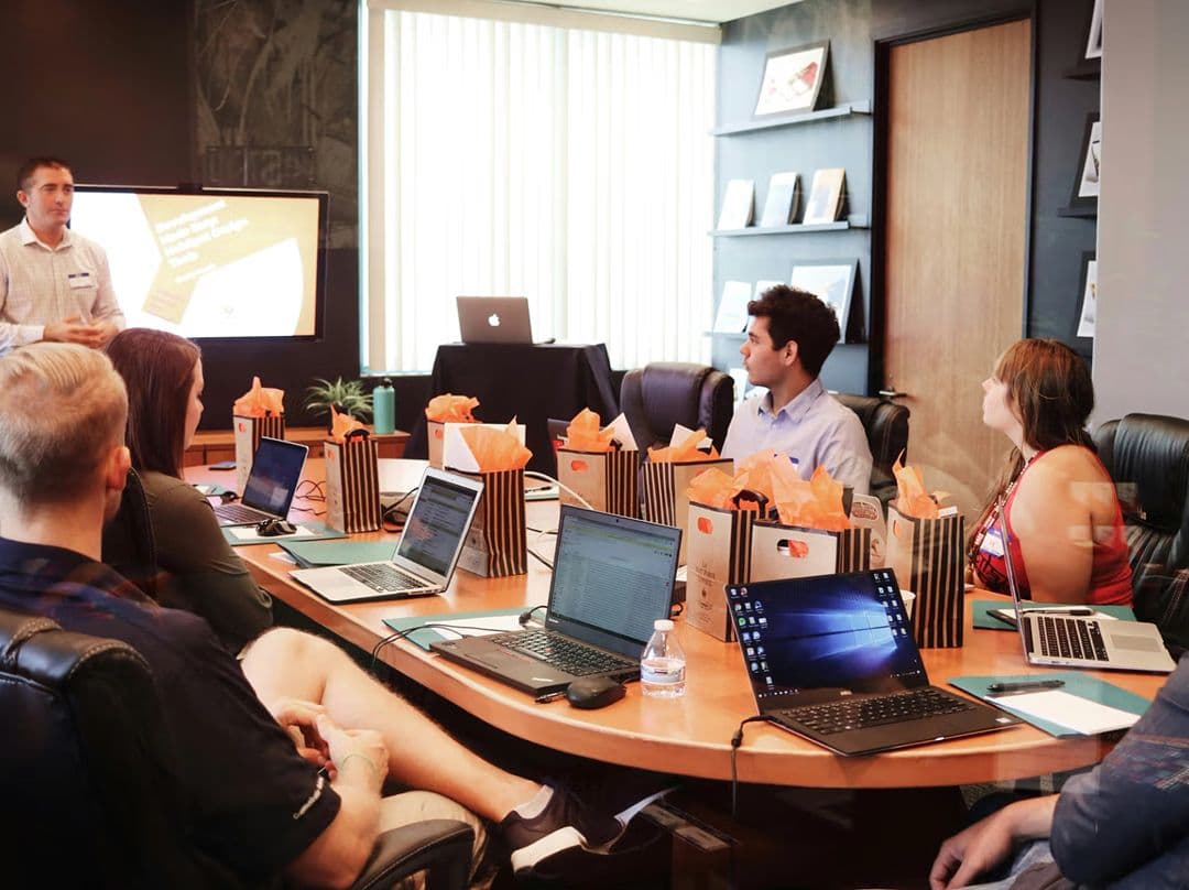 Marketing team planning a website campaign