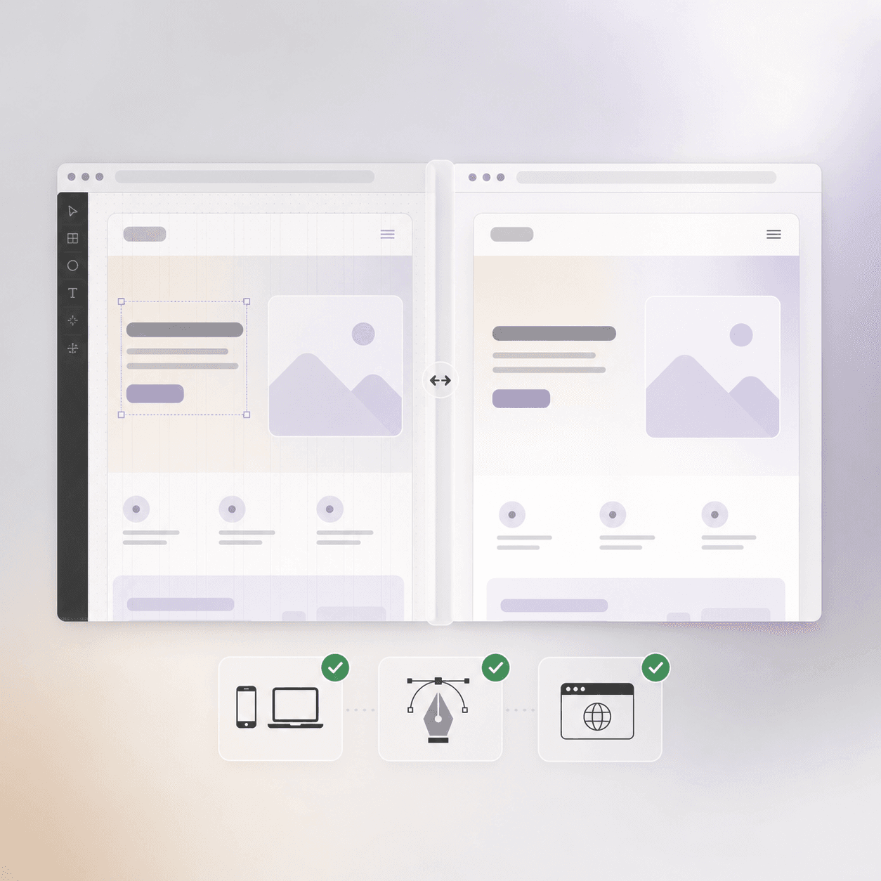 Rendered website compared with the original Figma design